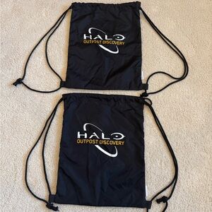 Set of Two Black Backpack with Drawstring Closure and Halo Logo
